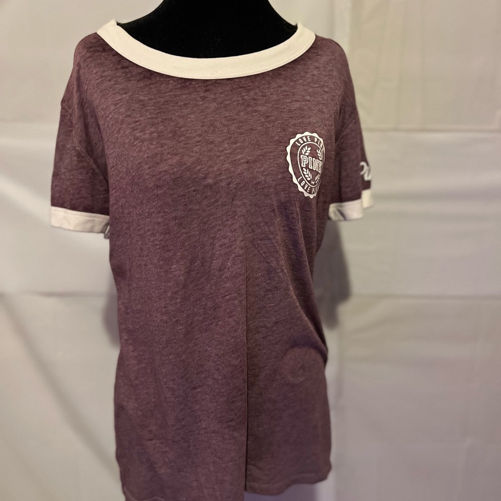 Victoria's Secret PINK Purple & White Relaxed Tee | Size M
